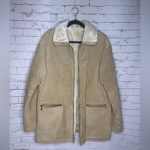 Vintage WINLIT New York Genuine Leather Coat | Shearling-Style Lined | Size L